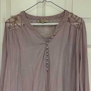 Democracy Mauve Button-Front Sheer Boho Top